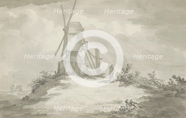 Mill on a hill near the coast, c.1780-c.1800. Creator: Bernhard Heinrich Thier.