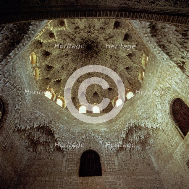 View of the mocarabes dome in the Abencerrajes room in the Alhambra of Granada.