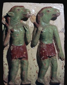 Ass-headed demons from a temple in Thailand. Artist: Unknown