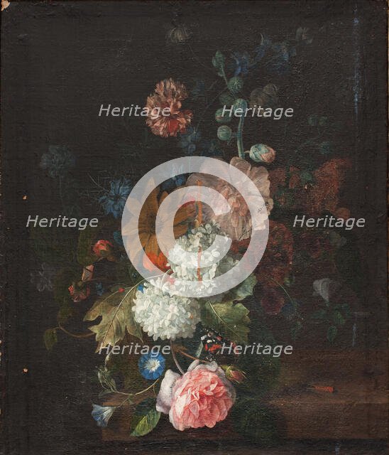 Flowers;Glass Bottle with Flowers, 1737-1795. Creator: Margareta Haverman.