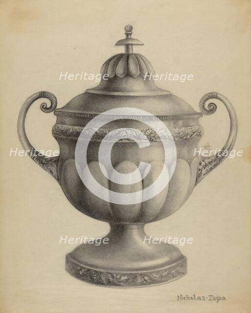 Silver Sugar Bowl, 1936. Creator: Nicholas Zupa.