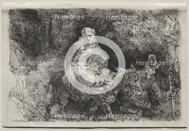 The Flight into Egypt: Crossing a Brook, 1654. Creator: Rembrandt van Rijn (Dutch, 1606-1669).