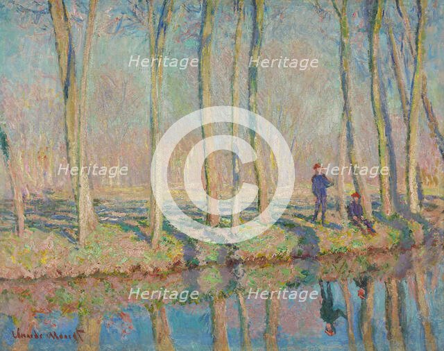 Jean-Pierre Hoschedé and Michel Monet on the Bank of the Epte, c1887-1890. Creator: Monet, Claude (1840-1926).