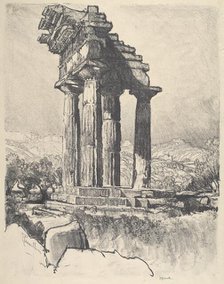 The Columns of Castor and Pollux, Girgenti, 1913. Creator: Joseph Pennell.