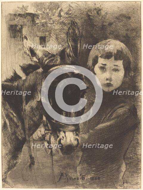 Robert Besnard and His Donkey (Robert Besnard et son ane), 1888. Creator: Paul Albert Besnard.