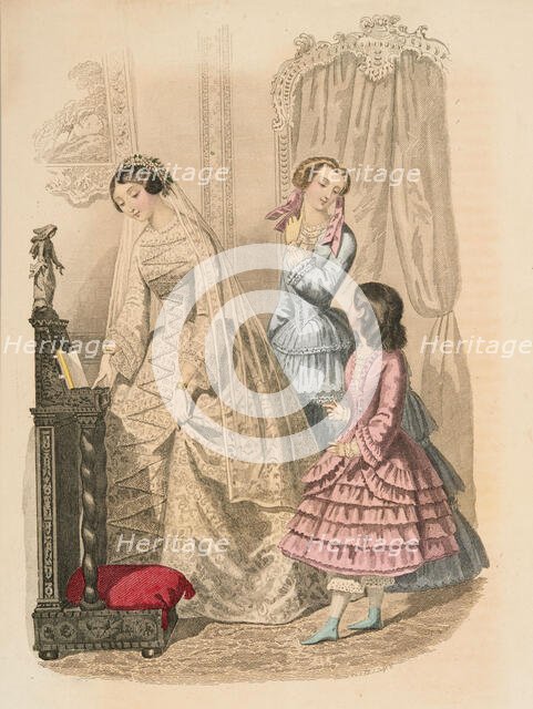 Fashion plate - Journal des Demoiselles V, 1851. Creator: Rossin.