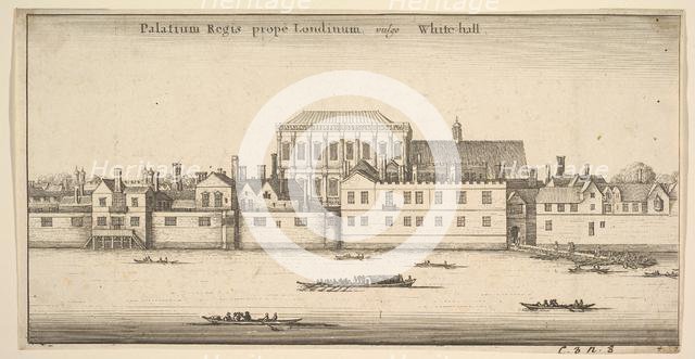 Palatium Regis prope Londinum, vulgo White-hall (Royal Palace of Whitehall, London), ca. 1647. Creator: Wenceslaus Hollar.