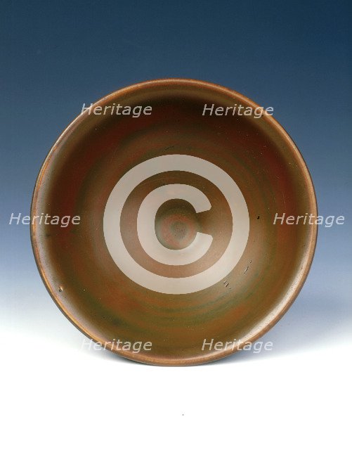 Yaozhou stoneware tea bowl with persimmon red glaze, Jin dynasty, China, 12th century. Artist: Unknown