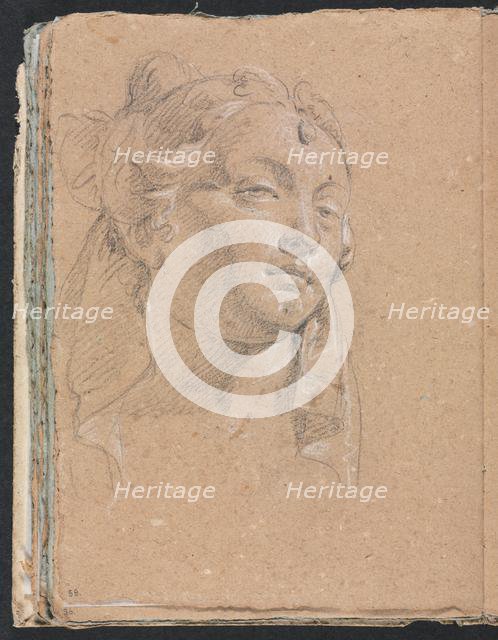 Verona Sketchbook: Head of a woman (page 58), 1760. Creator: Francesco Lorenzi (Italian, 1723-1787).
