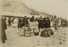 Japanese Hospital Corps landing medical and surgical supplies at Chemulpo, c1904. Creator: Robert Lee Dunn.