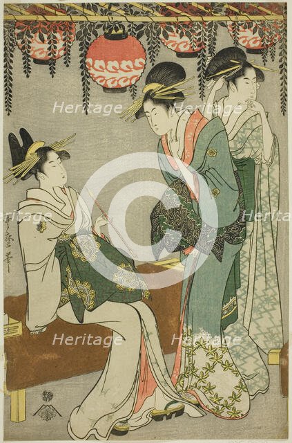 Courtesans beneath Wisteria Arbor, Japan, c. 1795. Creator: Kitagawa Utamaro.