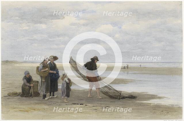 Shrimp fisherman on the beach, 1847-1892. Creator: Philip Lodewijk Jacob Frederik Sadee.
