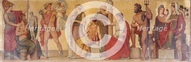 Prométhée modelant le premier homme, composition provenant de l'atrium de la maison..., c1860. Creator: Sebastien-Melchior Cornu.