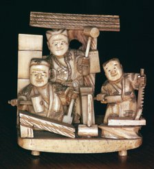 Japanese ivory of carpenters, 19th century. Artist: Unknown
