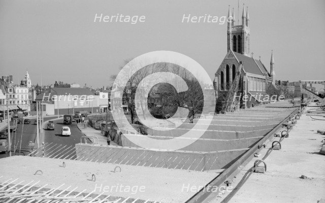 Hammersmith Flyover during construction, Hammersmith, London, 1961. Artist: Eric de Maré