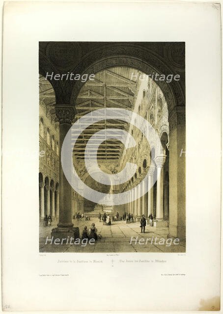 Interior of the Basilica of Munich, plate 70 from Allemande, 1844. Creator: Adrien Dauzats.