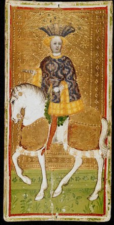 Knight of Cups. Tarot card, 1441-1444. Creator: Bembo, Bonifacio (c. 1420-c. 1480).