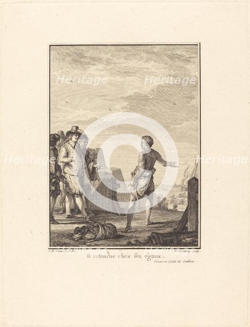 Discours sur l'égalité des conditions: Il retourne chez ses égaux, 1778. Creator: Nicolas Delaunay.