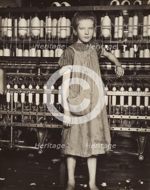 Addie Card, 12 years old. Spinner in cotton mill, North Pownal, Vermont, 1910. Creator: Lewis Wickes Hine.