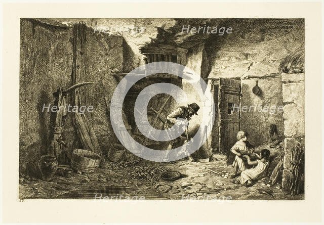 Courtyard, 1845. Creator: Charles Emile Jacque.