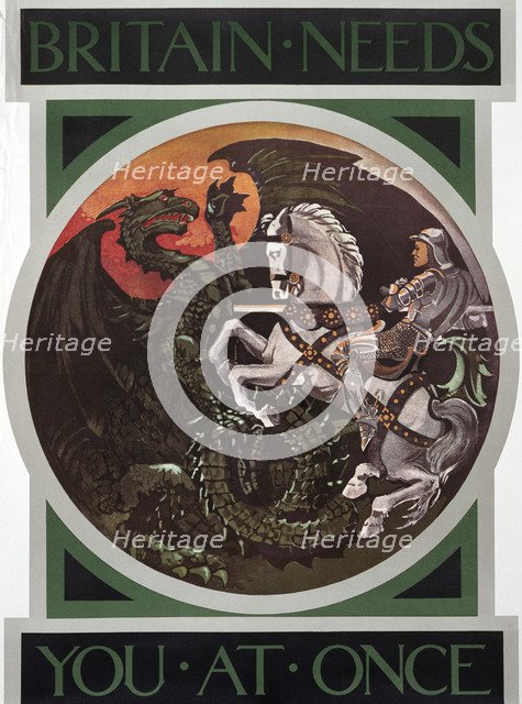 'Britain Needs You at Once', propaganda Poster, World War I, c1915. Artist: Unknown