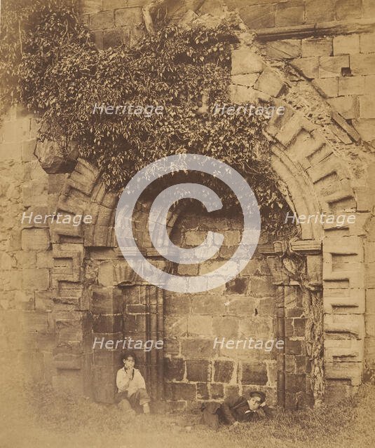 Kirkstall Abbey. Doorway on the North Side, 1850s. Creator: Joseph Cundall.