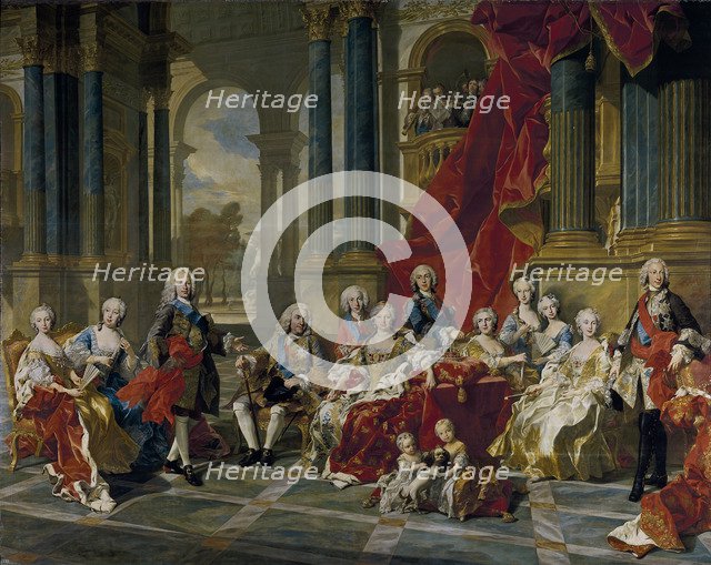 The Family of Philip V, King of Spain, 1743. Artist: Van Loo, Louis Michel (1707-1771)