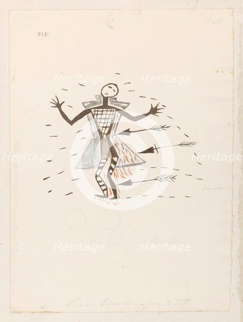 Human figure with arrows, (1855?).  Creator: Thomas Bateman.