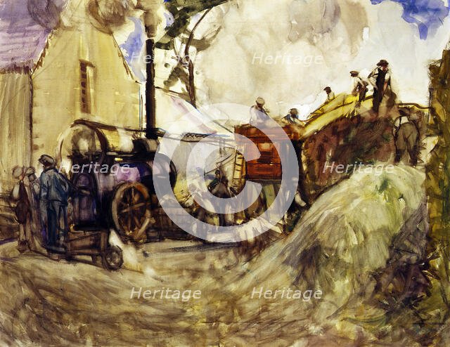 Threshing in the Cotswolds,  c1909. Creator: Frances Hodgkins.