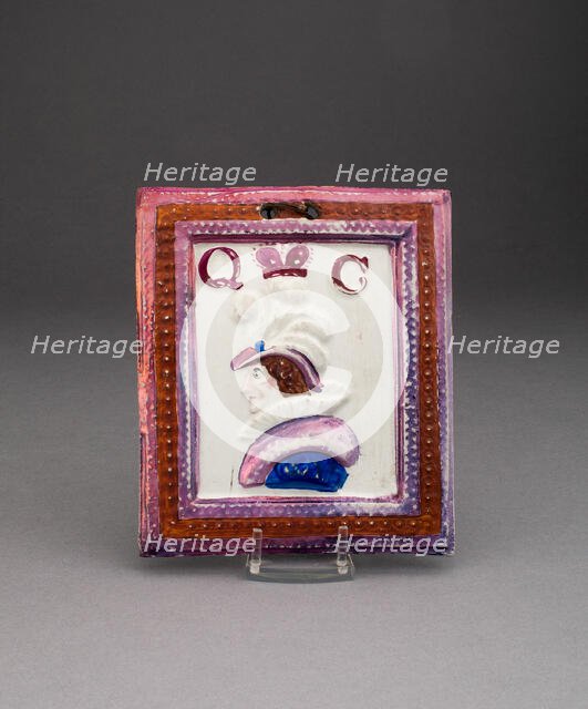 Plaque with Portrait of Queen Charlotte or Caroline, Staffordshire, c. 1810. Creator: Staffordshire Potteries.