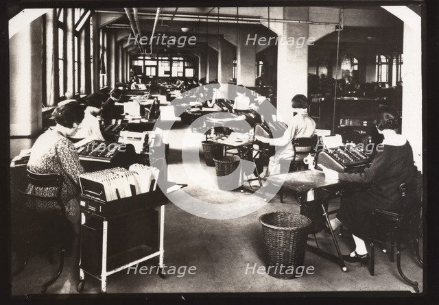 Sales Accounting Department, Rowntree factory, York, Yorkshire, 1924. Artist: Unknown