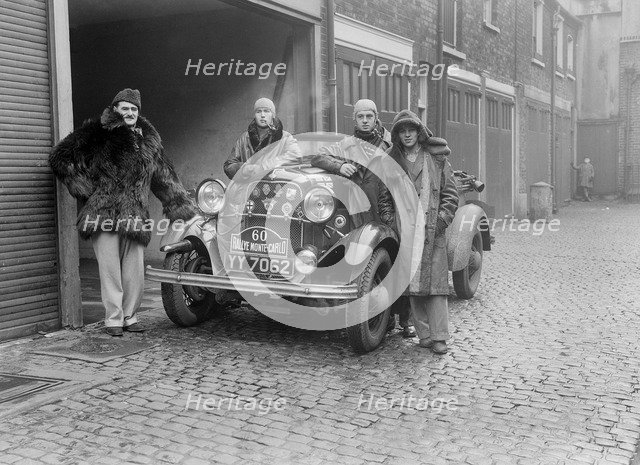 Ford V8 Greyhound open tourer of JA Driskell, Monte Carlo Rally, 1934. Artist: Bill Brunell.