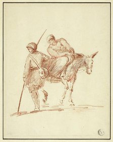 Woman on Donkey Accompanied by Man, 1640/1799. Creator: Unknown.