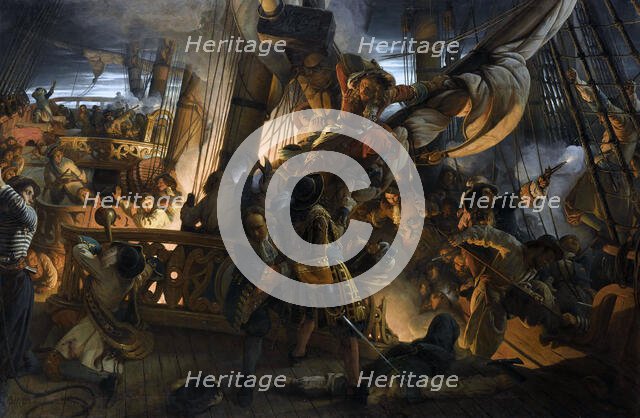 Abordage d'un Vaisseau Hollandais par Jean Bart (Jean Bart Boarding a Dutch Vessel), 1843. Creator: Biard, François-August (1798-1882).