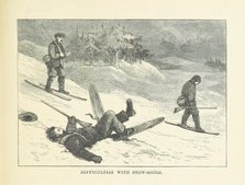 Difficulties with snow-shoes, 1880.  Creator: Unknown.