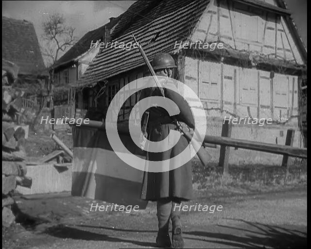 French Soldier Standing in a Defensive Position Around the Maginot Line, 1940. Creator: British Pathe Ltd.