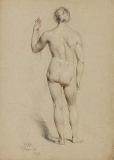 Standing male nude viewed from the back, January, 1848. Creator: Edmund Thomas Parris.