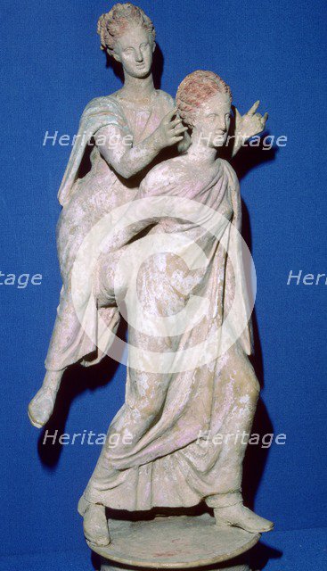 Greek terracotta statuette of an 'ephedrismos' group, 3rd century BC. Artist: Unknown