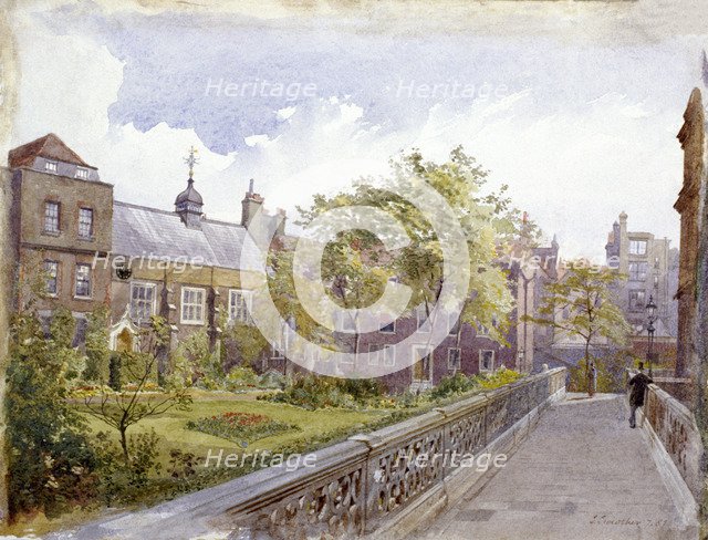 View of the Staple Inn and garden, London, 1882. Artist: John Crowther