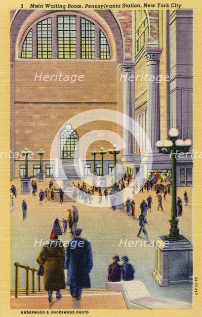 Main waiting room, Pennsylvania Station, New York City, New York, USA, 1933. Artist: Unknown