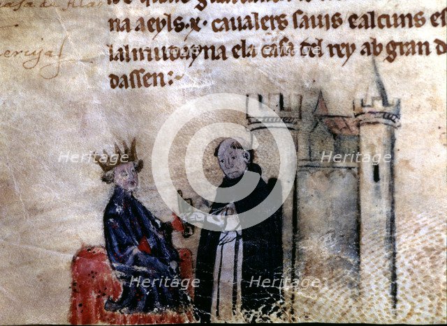 Jaime I 'The Conqueror' (1208-1276), King of Aragon and Catalonia with Miquel Fabra friar of the …