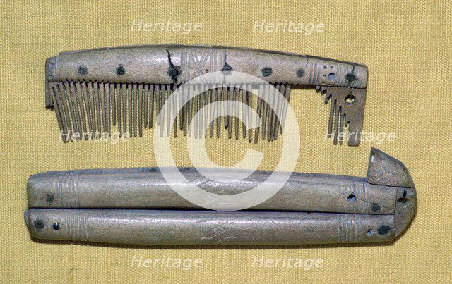 Viking period bone and ivory comb and case. Artist: Unknown