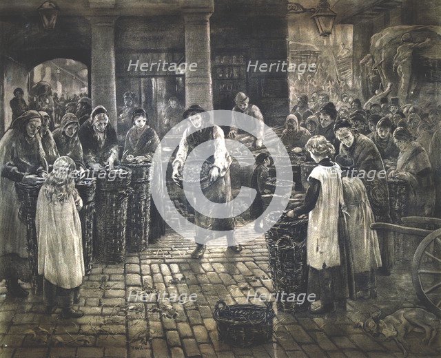 'Covent Garden Scene - Women Workers Standing', c1862-1935.                                          Artist: Francis William Lawson