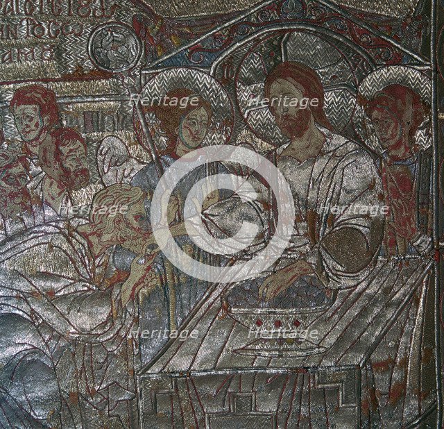 Detail of the Last Supper on embroidered vestments, 14th century. Artist: Unknown