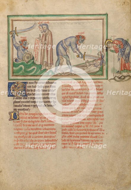 The Massacre of the Two Witnesses by the Beast; Dyson Perrins Apocalypse, about 1255-1260. Creator: Unknown.