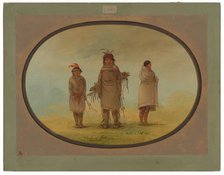 A Stone Warrior, His Wife, and a Boy, 1855/1869. Creator: George Catlin.