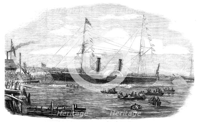 Launch of the Australian Steam-ship "Pacific", at Millwall, 1854. Creator: Unknown.