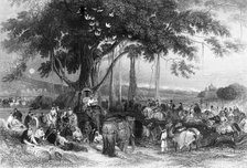 'Runjeet Singh and his Suwarree, Cavalcade of Seiks', 1845. Creator: Unknown.