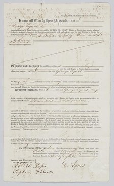 Bill of sale for four enslaved persons in Charleston, South Carolina, 1844. Creator: Unknown.