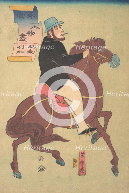 American Horseman, 1st month, 1861. Creator: Utagawa Yoshitora.